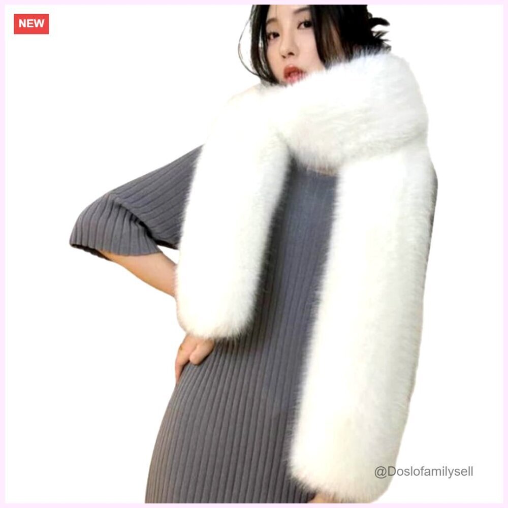 Fluffy Faux Fox Fur Shawl Scarf Winter Wrap Neck Warmer Collar